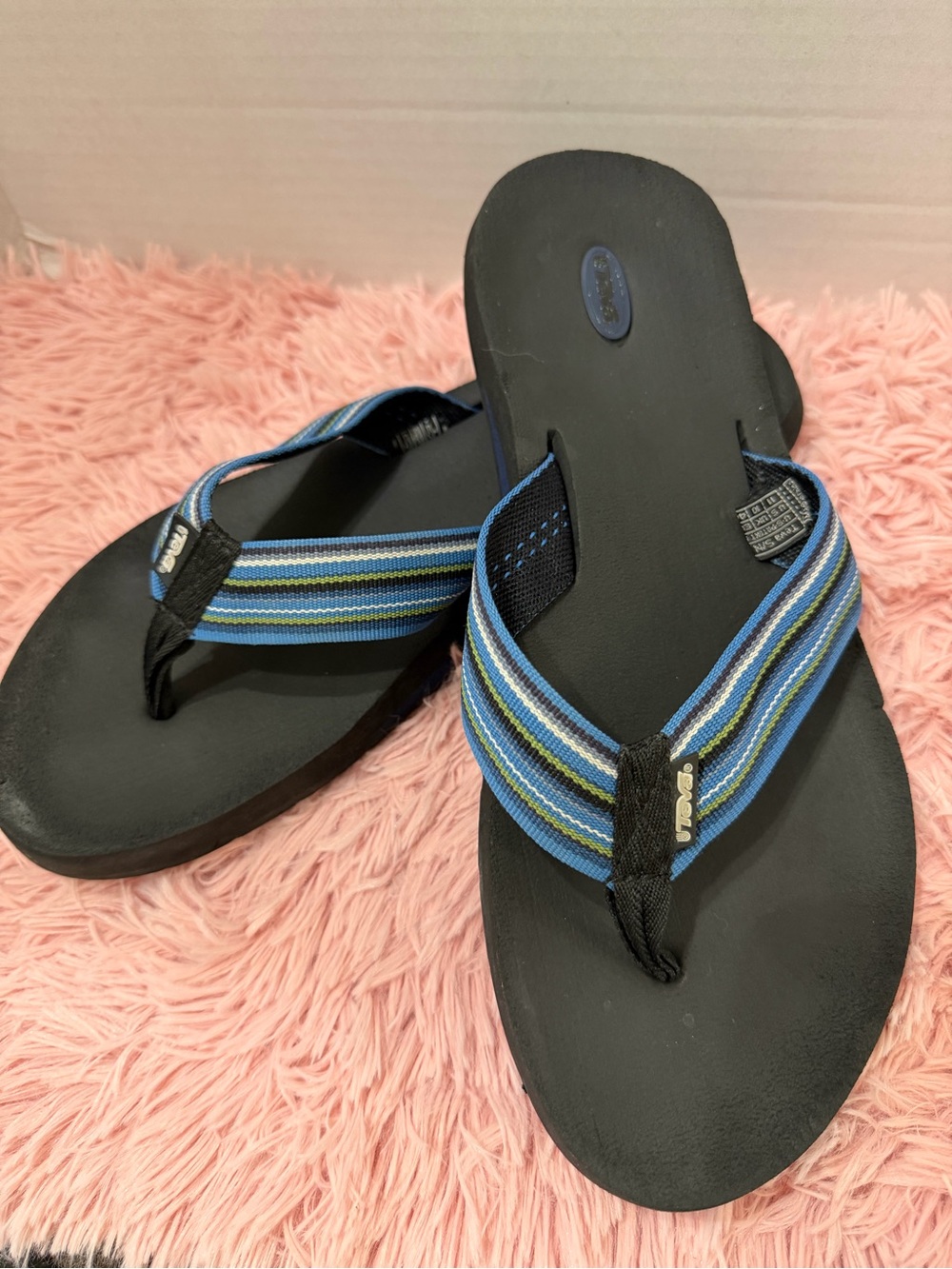 Teva Multicolor Stripes Straps Men's Voya Flip Sandals Sz 11 EUC